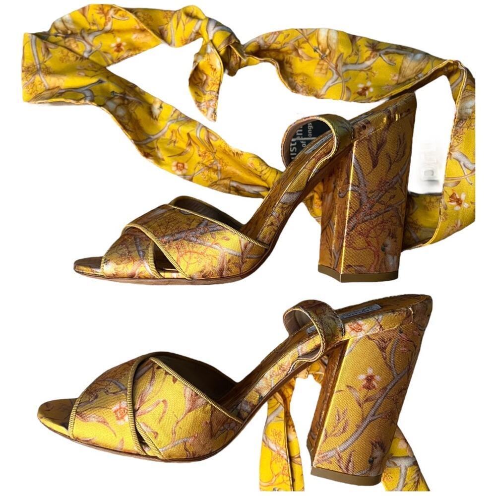 Tabitha Simmons x Johanna Ortiz Connie Jacquard Ankle Tie Sandals sz 37 EU - Picture 5 of 12